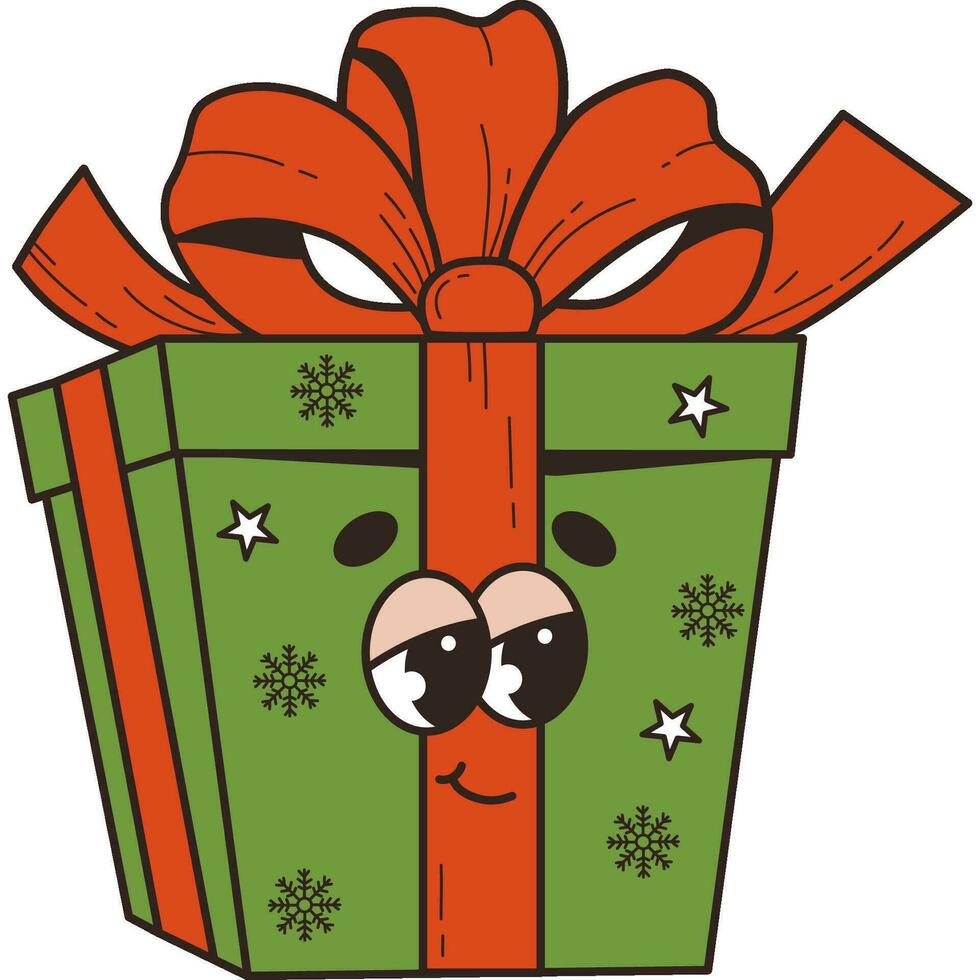 retro cartoon character gift vector