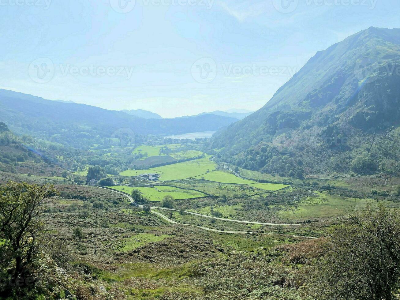 A view of the North Wales Countryside near Mount Snowden on a sunny day photo