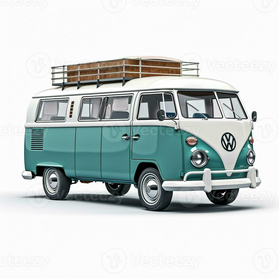 Camper Van on white background. Generative AI photo