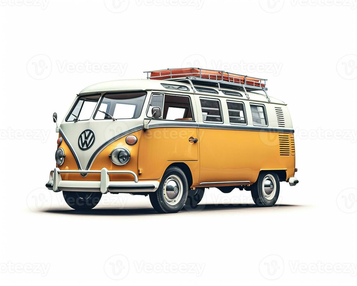 Camper Van on white background. Generative AI photo