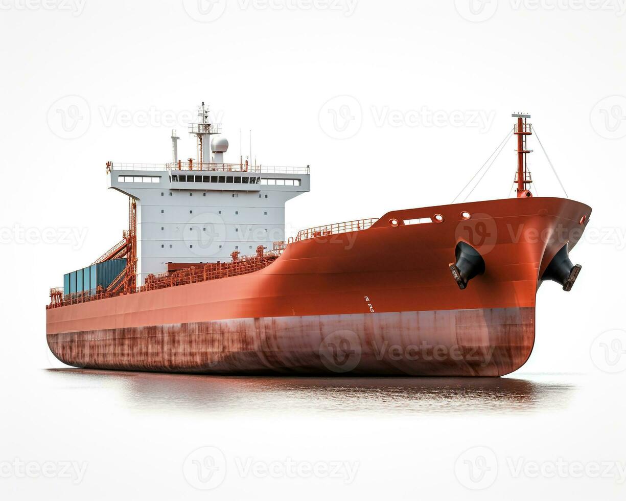 Cargo Ship on white background. Generative AI photo