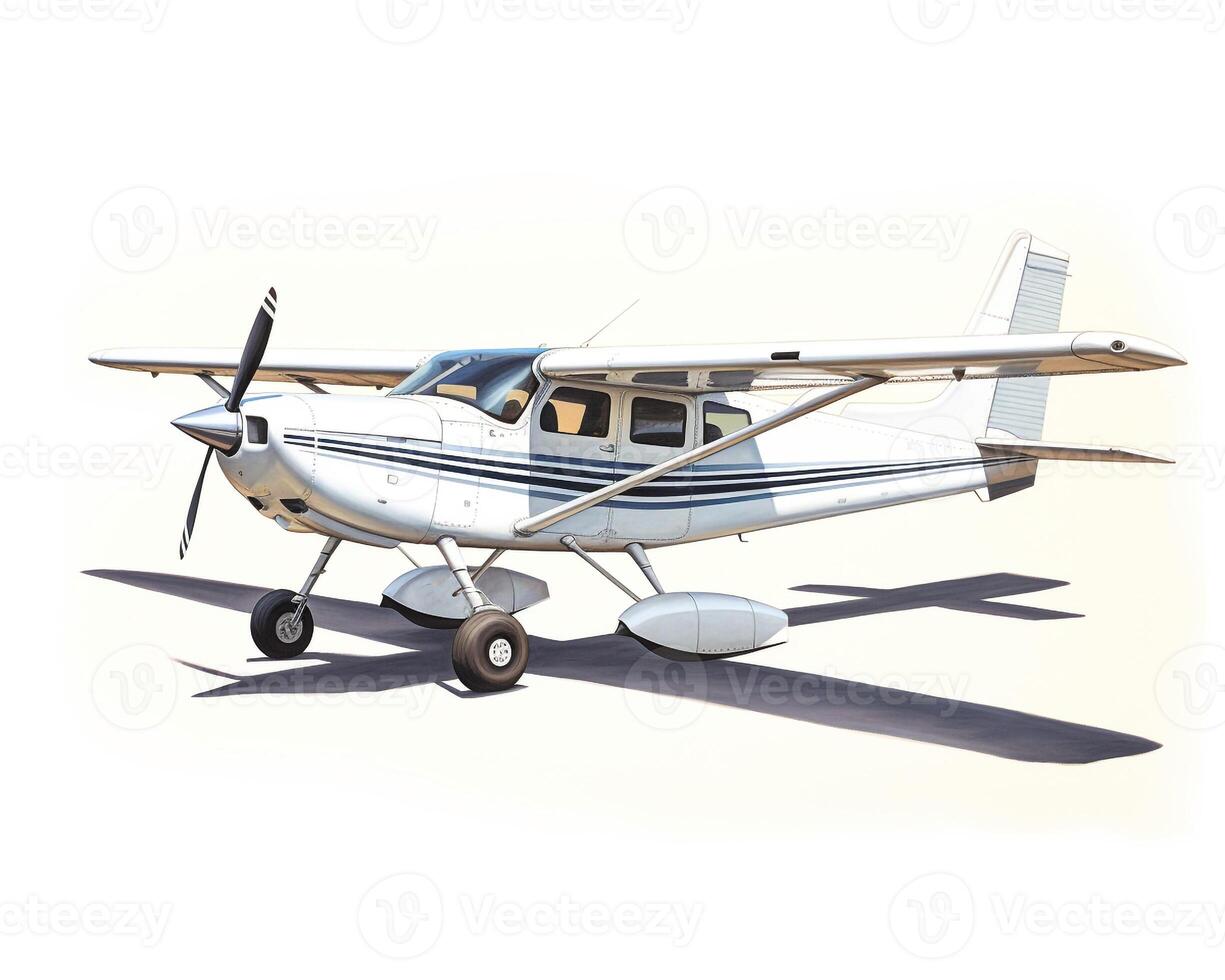 Cessna 172 on white background. Generative AI photo