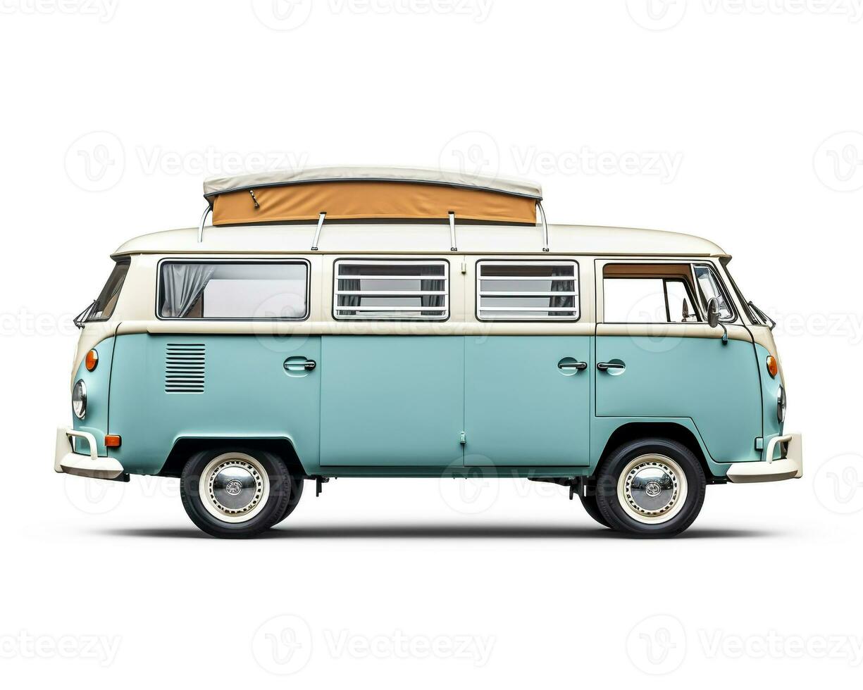 Camper Van on white background. Generative AI photo