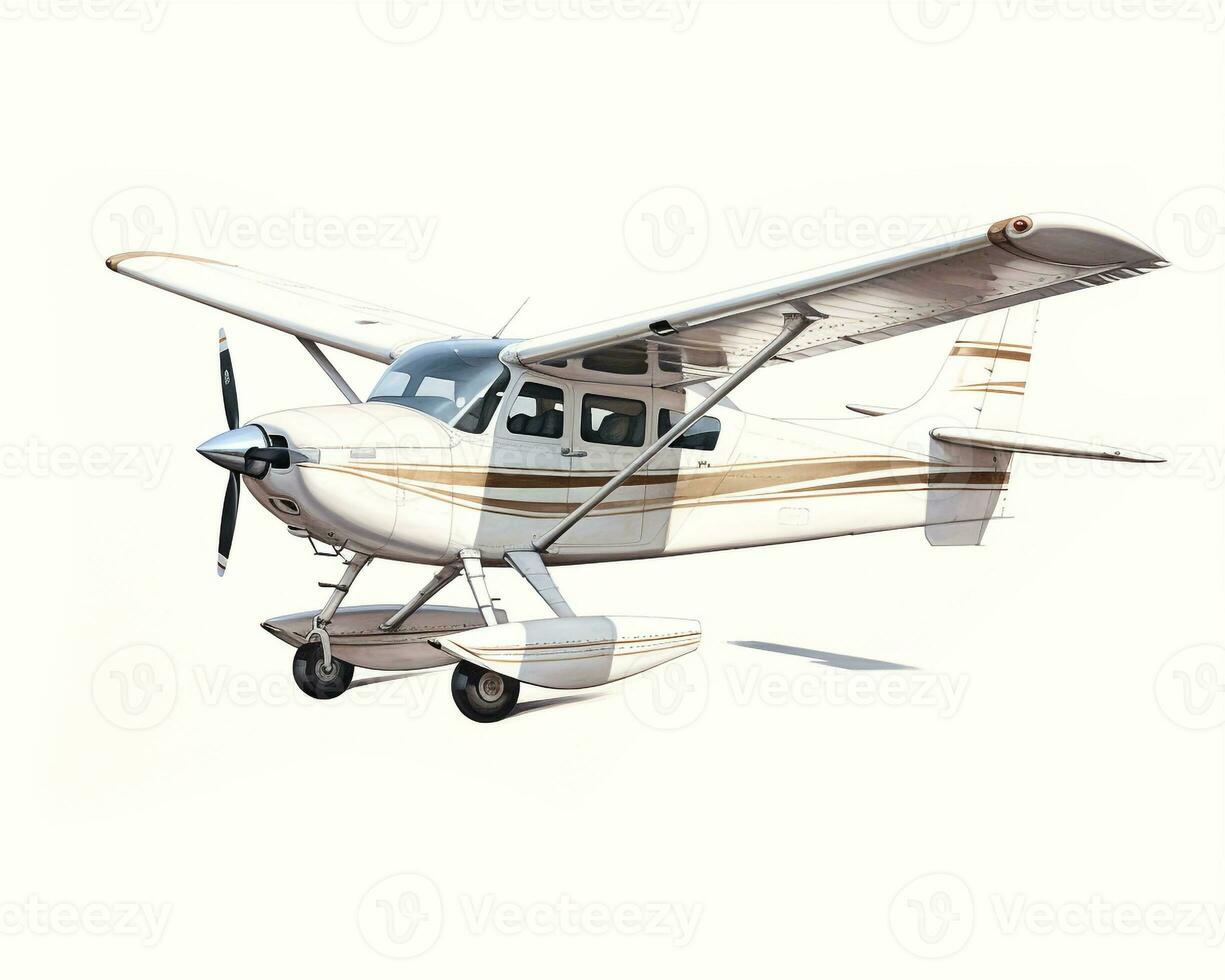 Cessna 172 on white background. Generative AI photo