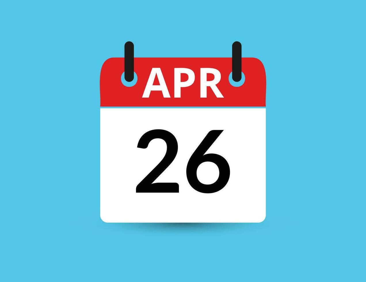 April 26. Flat icon calendar isolated on blue background. Date and month vector illustration