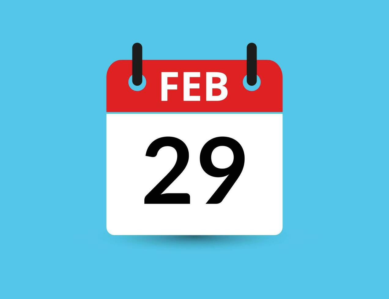 February 29. Flat icon calendar isolated on blue background. Date and month vector illustration