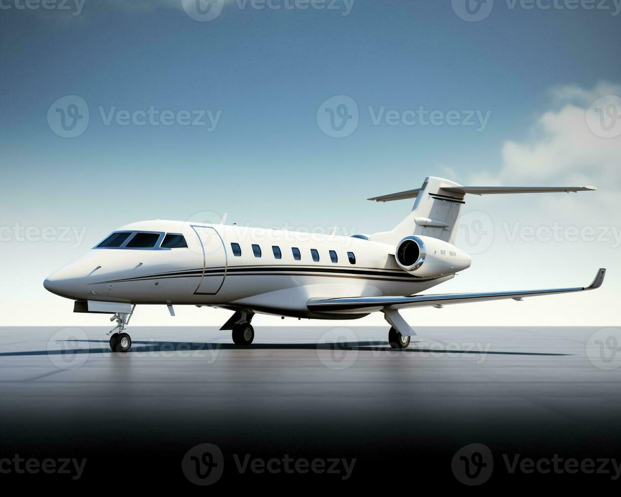 Business Jet on white background. Generative AI photo