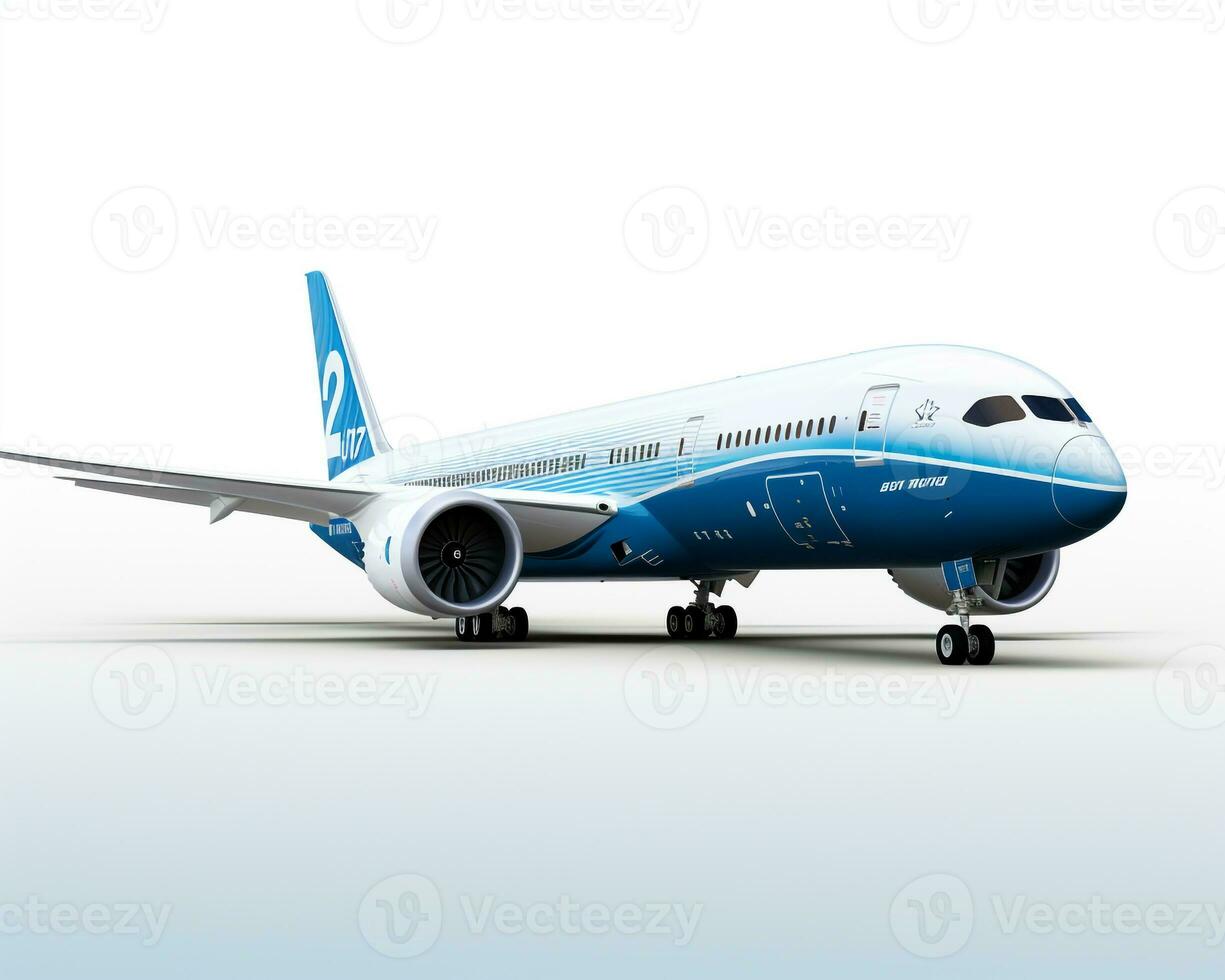 Boeing 787 Dreamliner on white background. Generative AI photo