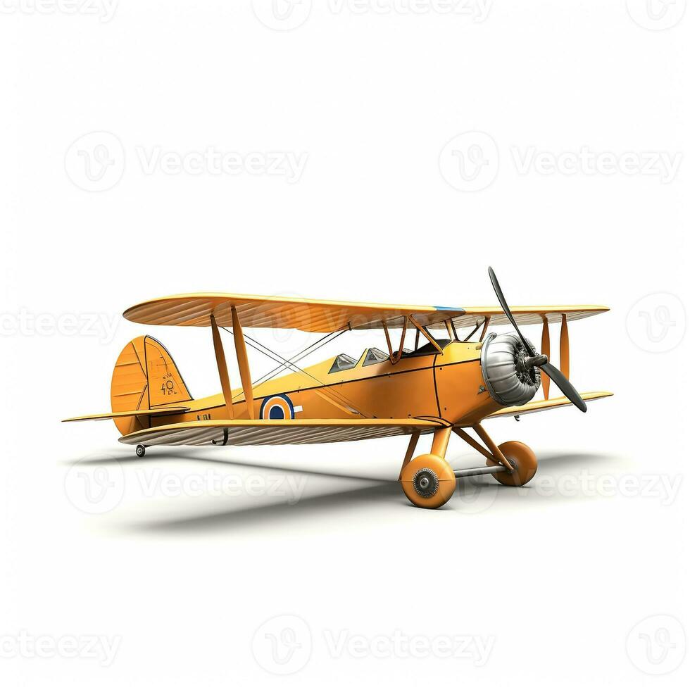 Biplane on white background. Generative AI photo