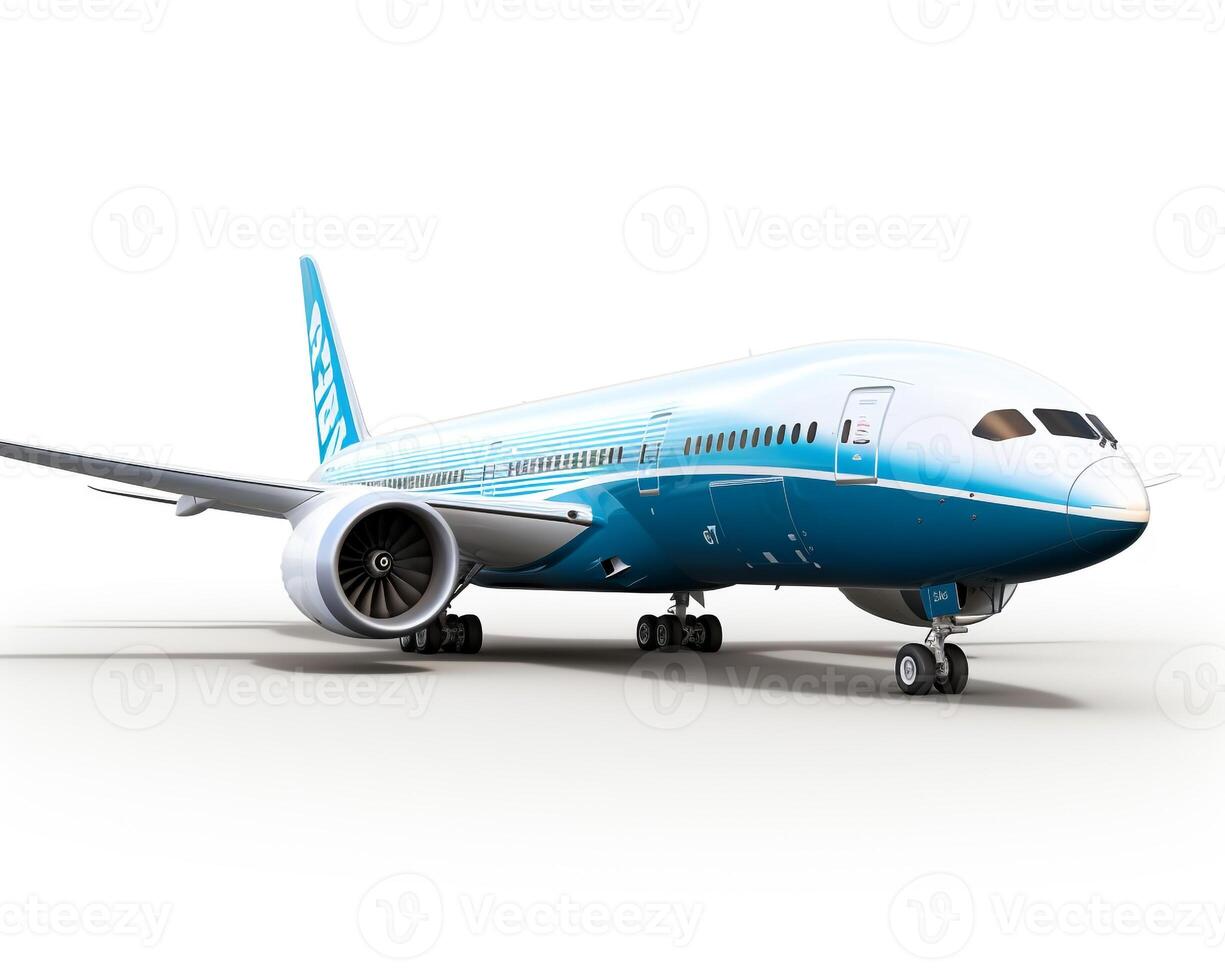 Boeing 787 Dreamliner on white background. Generative AI photo