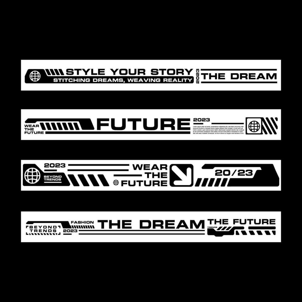 Futuristic Stripe line clothing streetwear design template vector