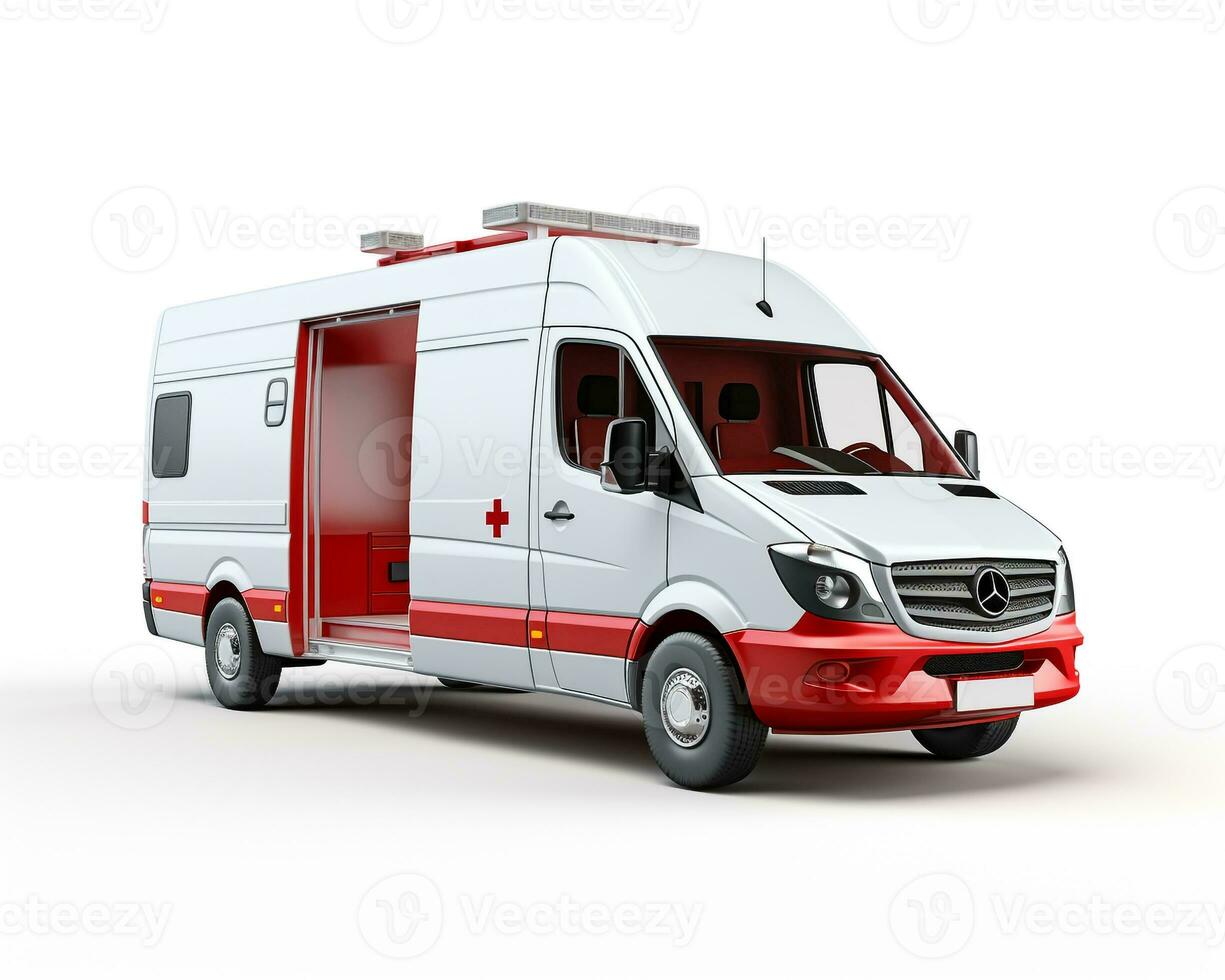 Ambulance on white background. Generative AI photo