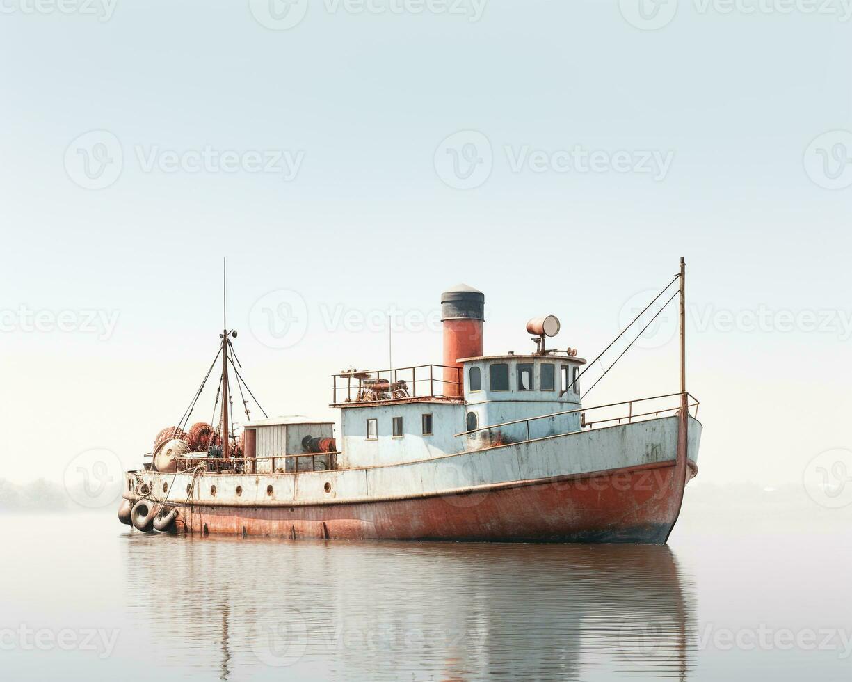 Barge on white background. Generative AI photo