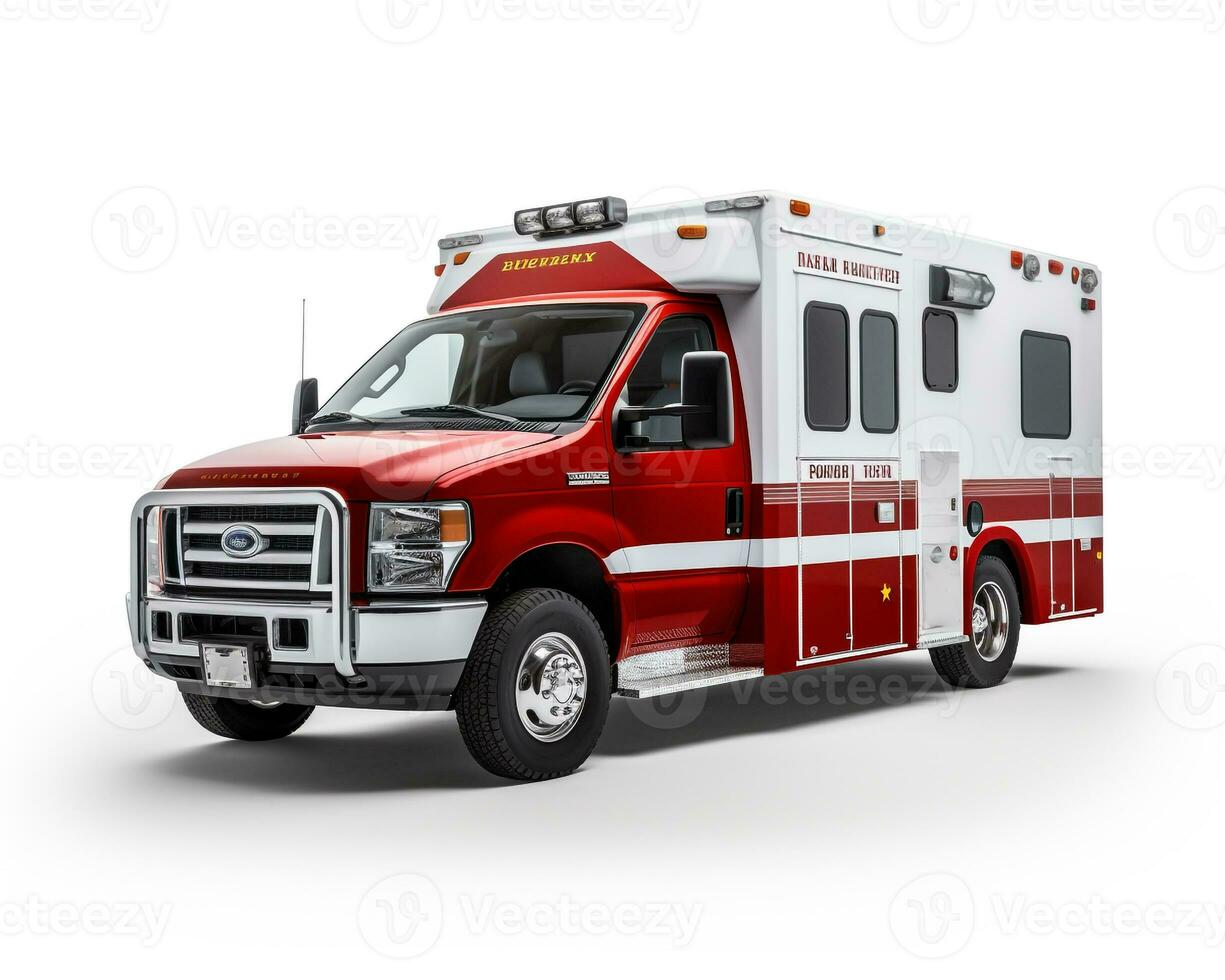 Ambulance on white background. Generative AI photo