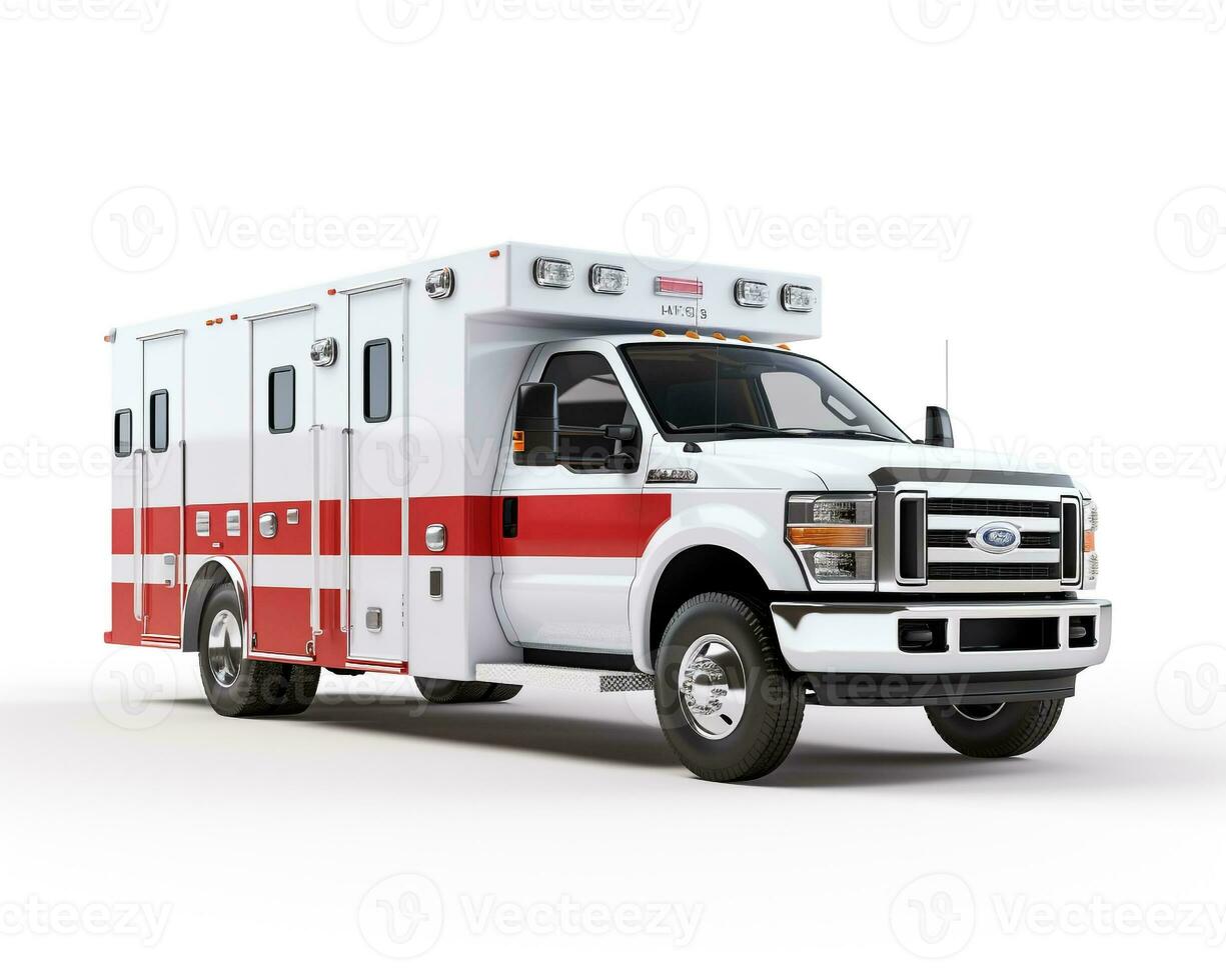 Ambulance on white background. Generative AI photo