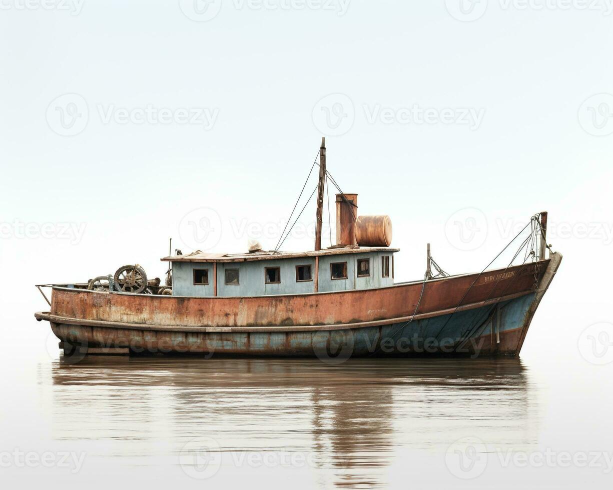 Barge on white background. Generative AI photo