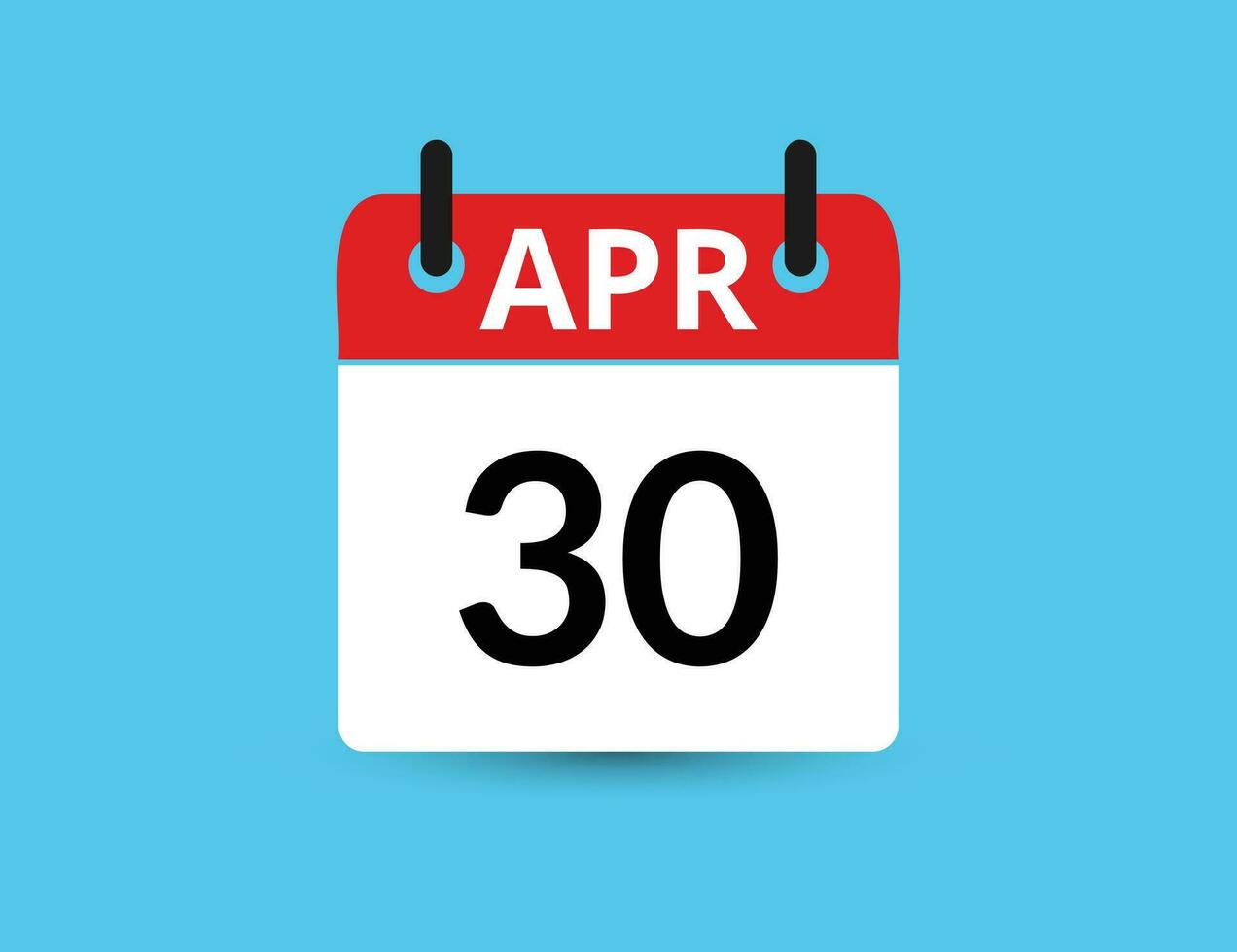 April 30. Flat icon calendar isolated on blue background. Date and month vector illustration