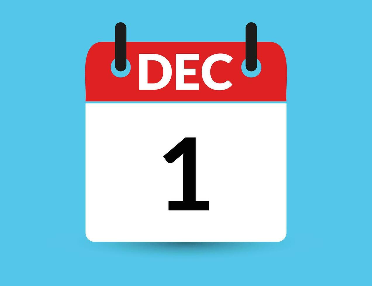 December  1. Flat icon calendar isolated on blue background. Date and month vector illustration