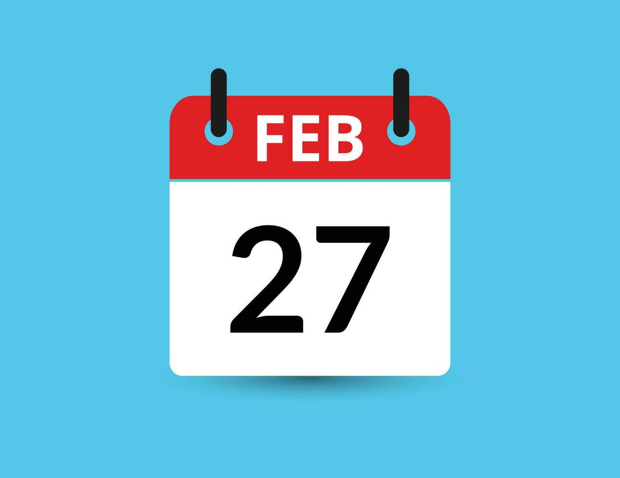 febrero 27 plano icono calendario aislado en azul antecedentes. fecha y mes vector ilustración