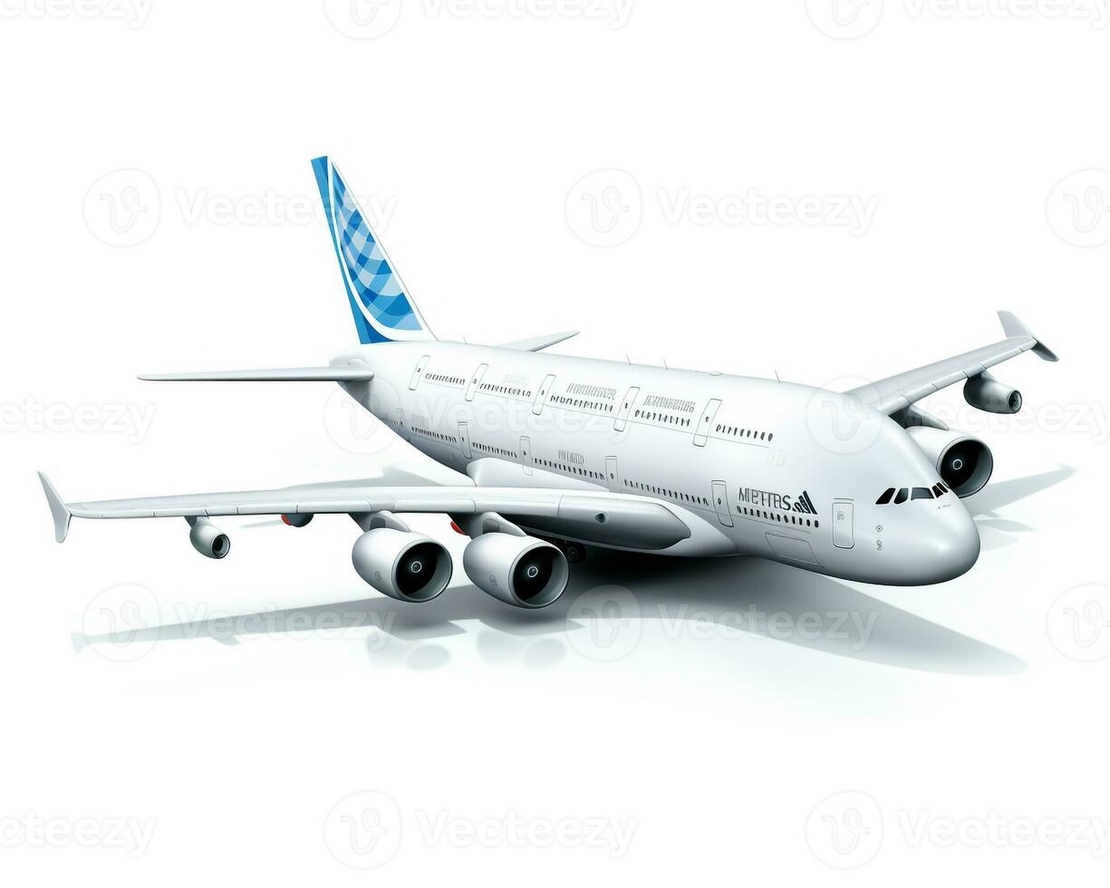 Airbus A380 on white background. Generative AI photo