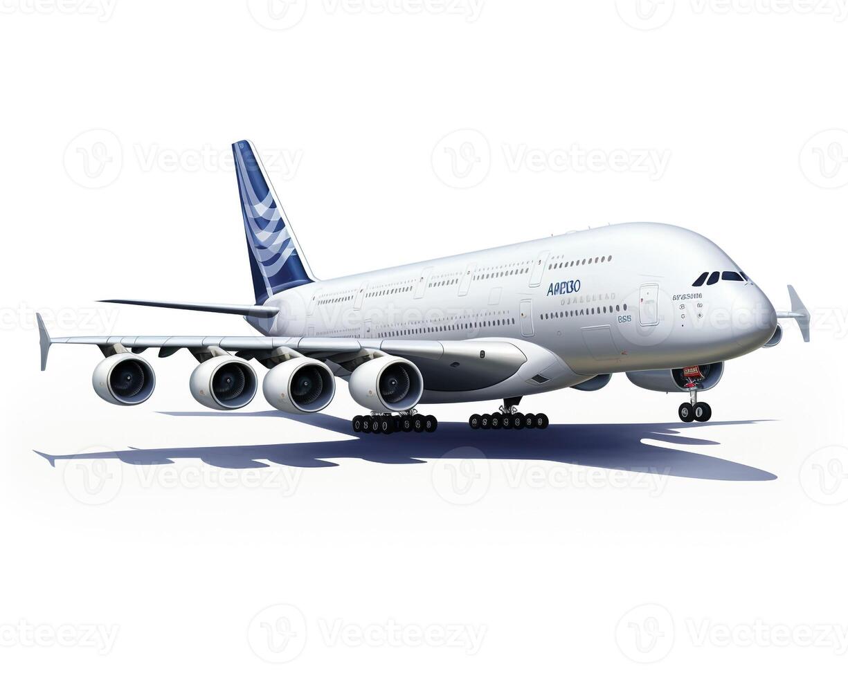 Airbus A380 on white background. Generative AI photo