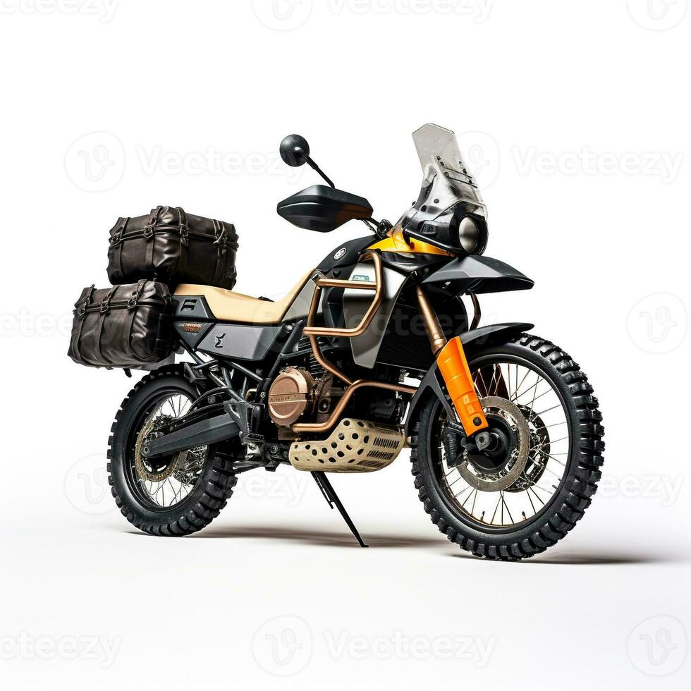 Adventure Motorcycle on white background. Generative AI photo