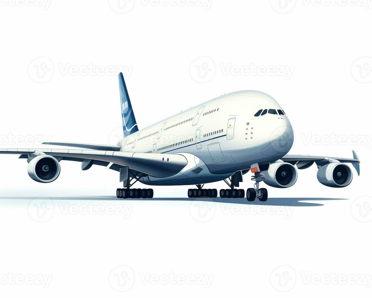 Airbus A380 on white background. Generative AI photo