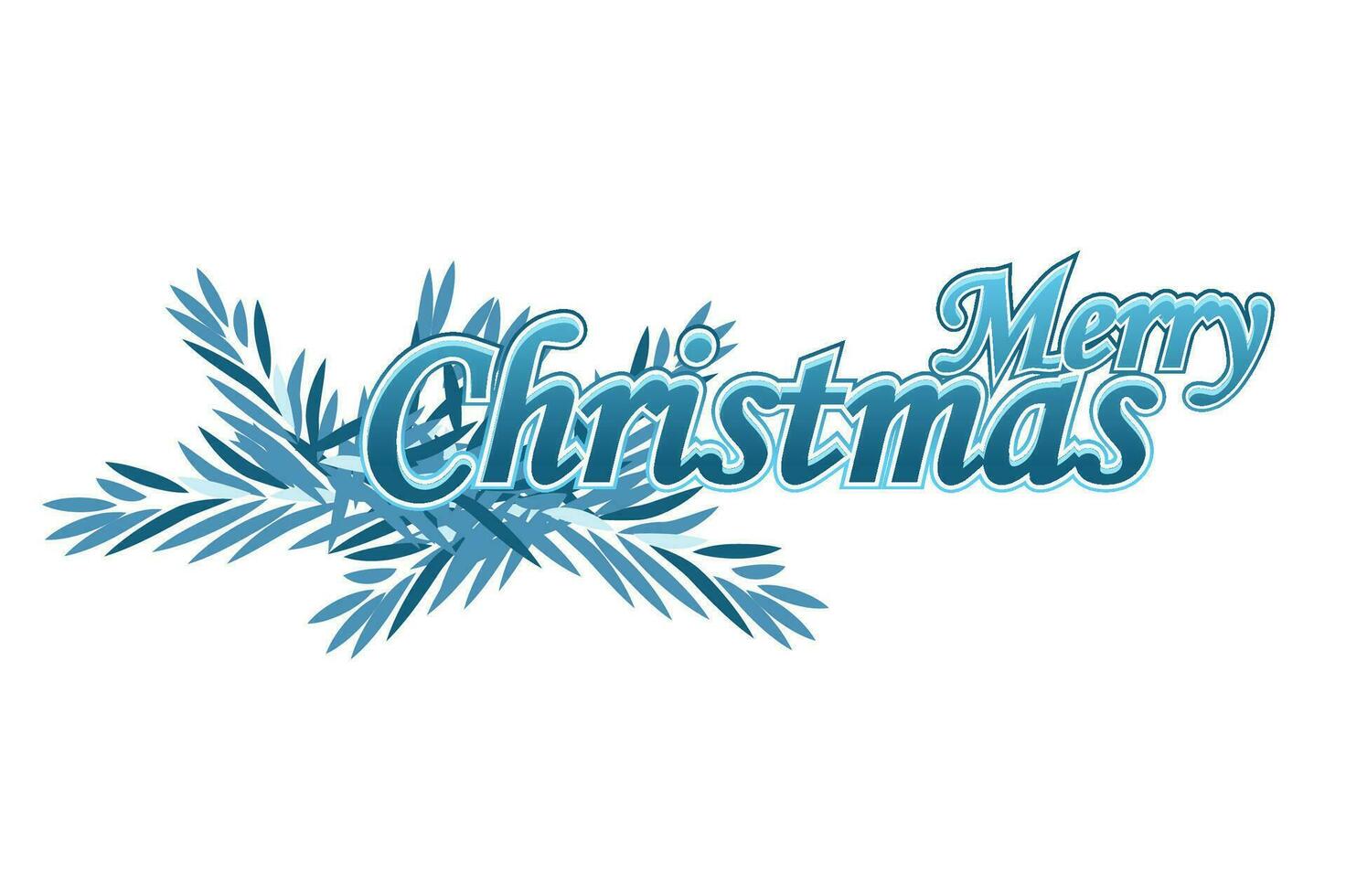 Merry Christmas blue text is isolated on a white background. Vector holiday illustration element