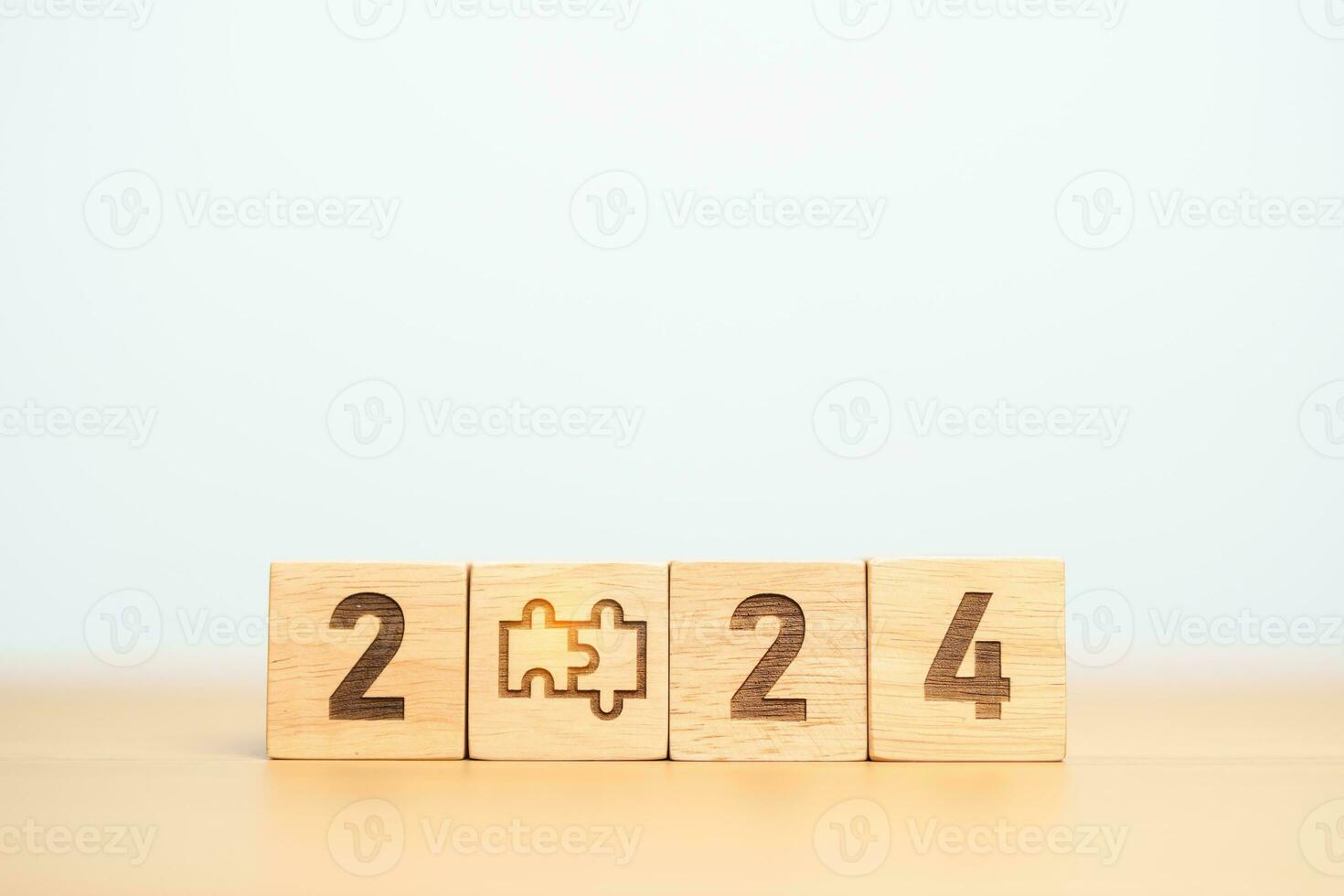 2024 block with jigsaw puzzle icon. Business Process, Team, teamwork, Goal, mission, Resolution, strategy, plan, Action, partnership, and New Year start photo