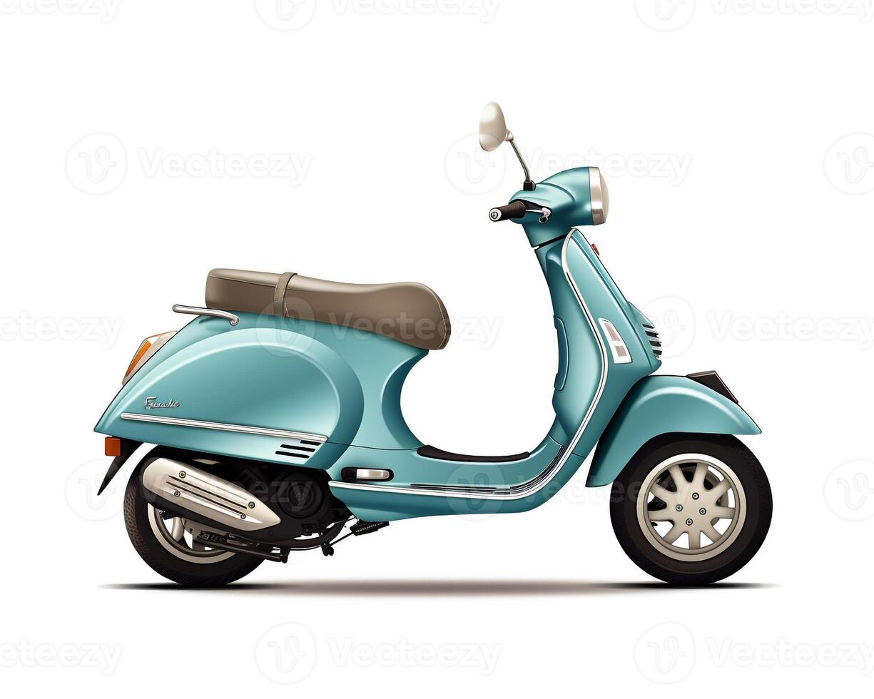 Moped on white background. Generative AI photo