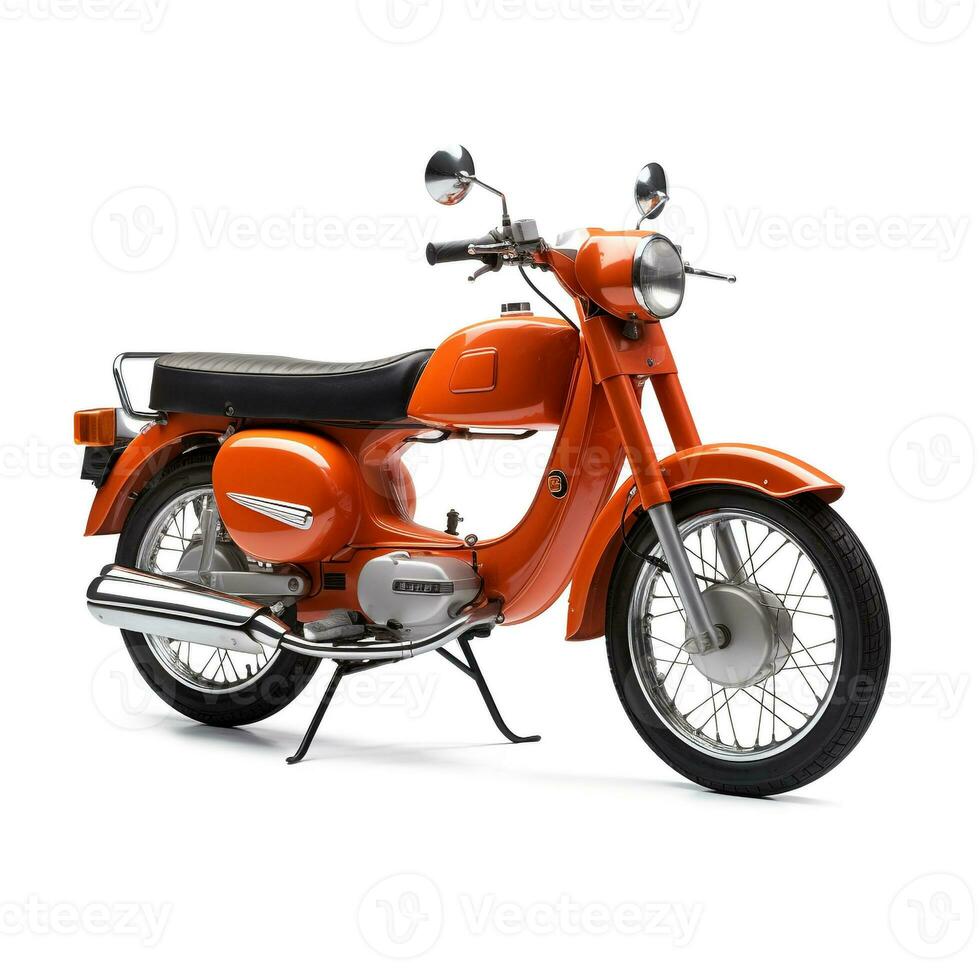 Moped on white background. Generative AI photo