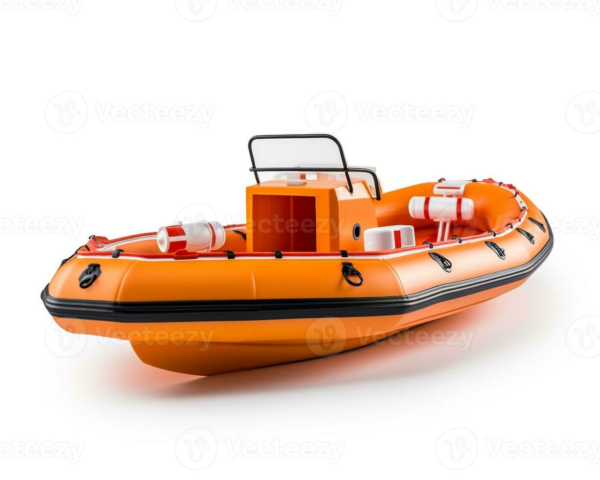 Lifeboat on white background. Generative AI photo