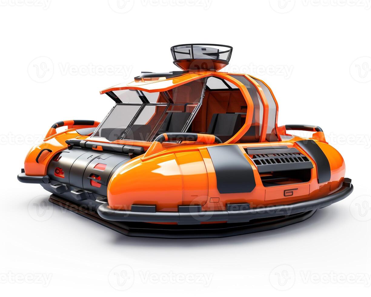 Hovercraft on white background. Generative AI photo