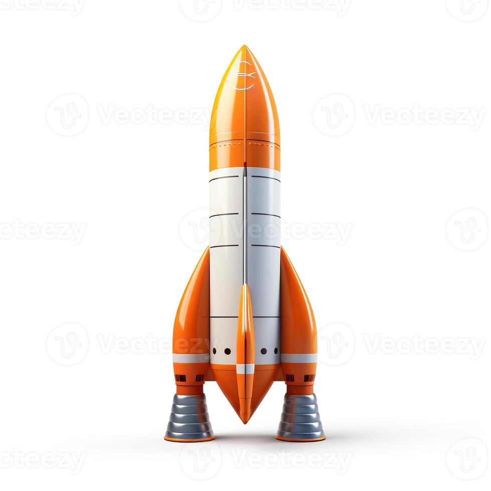 Rocket on white background. Generative AI photo