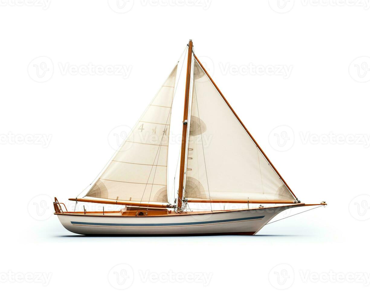 Sailboat on white background. Generative AI photo