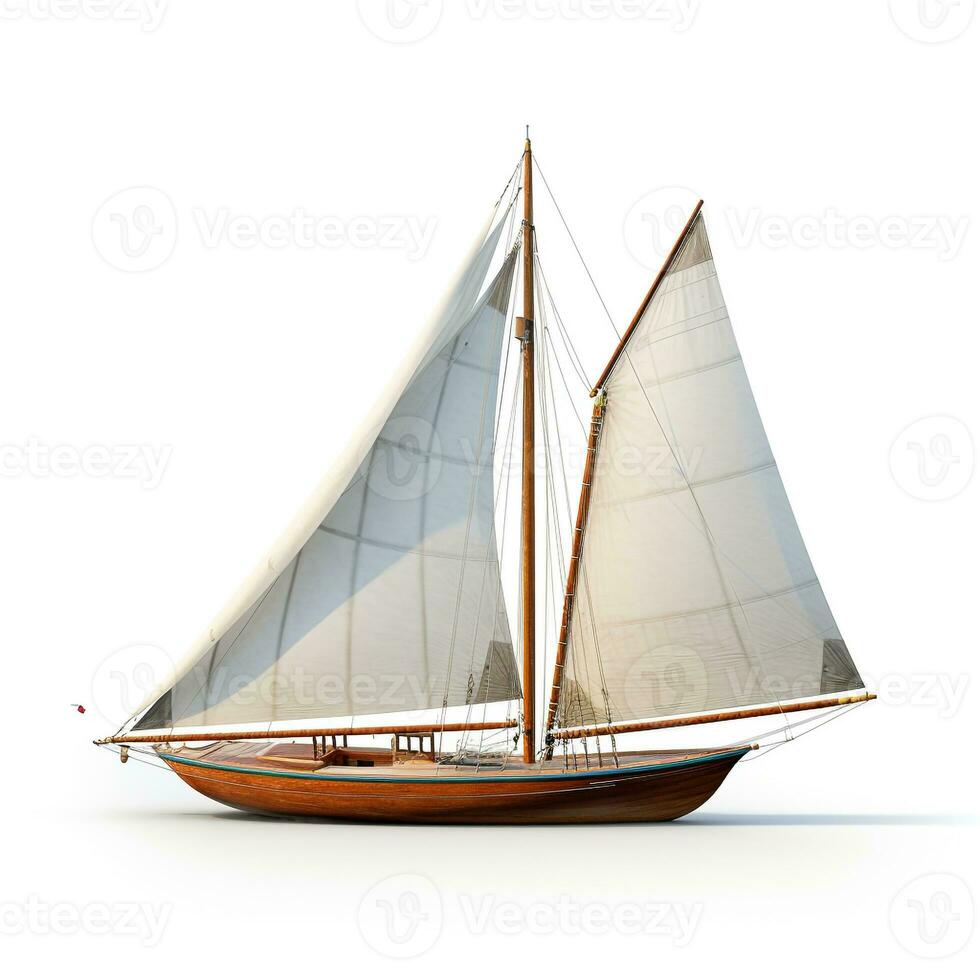 Sailboat on white background. Generative AI photo