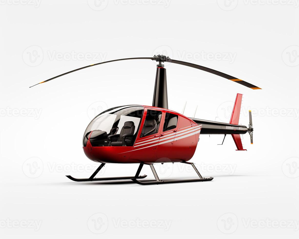 Robinson R44 on white background. Generative AI photo