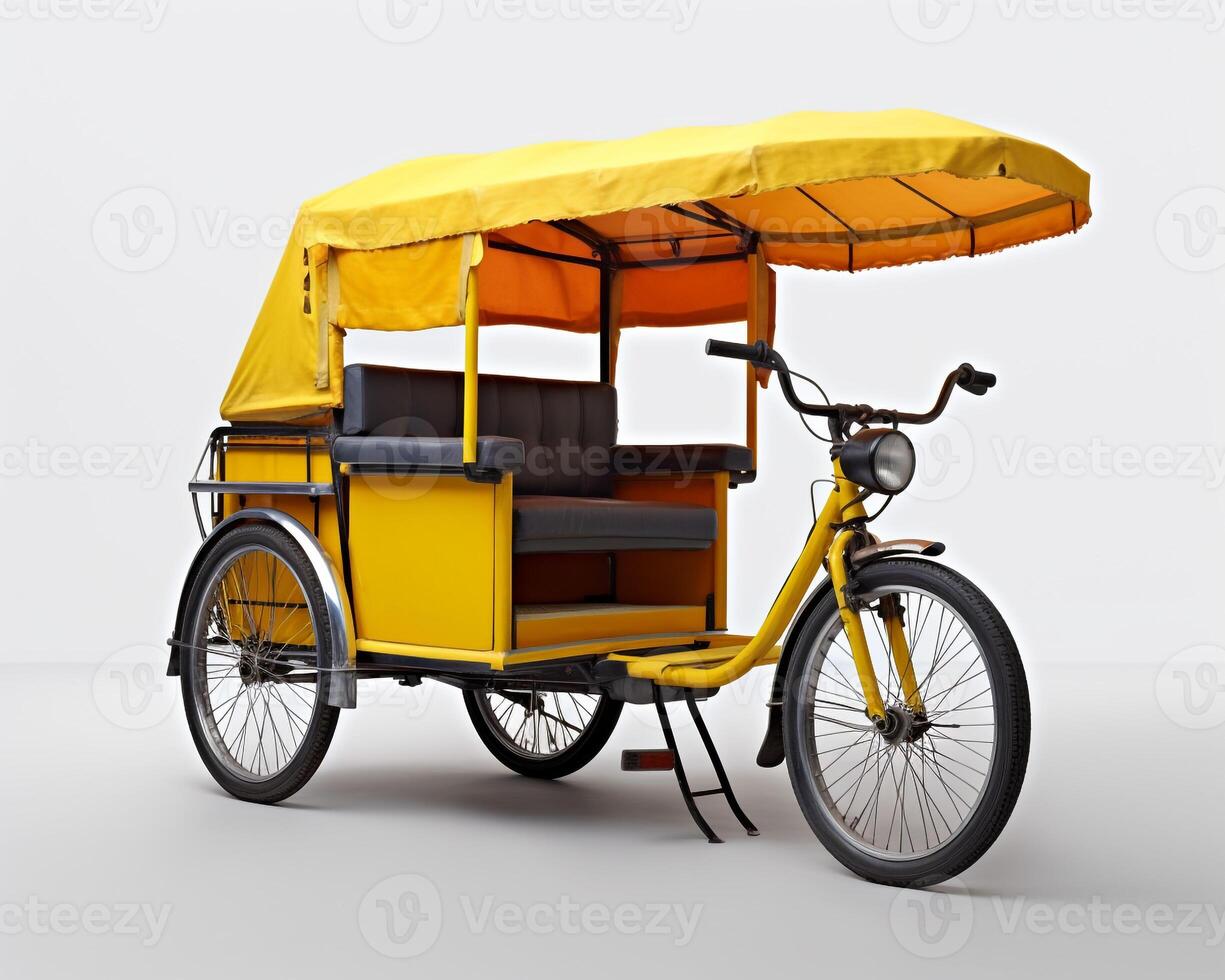 Rickshaw on white background. Generative AI photo