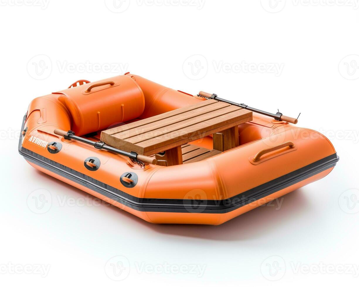 Raft on white background. Generative AI photo