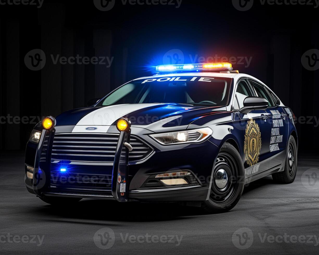 Police Car on white background. Generative AI photo