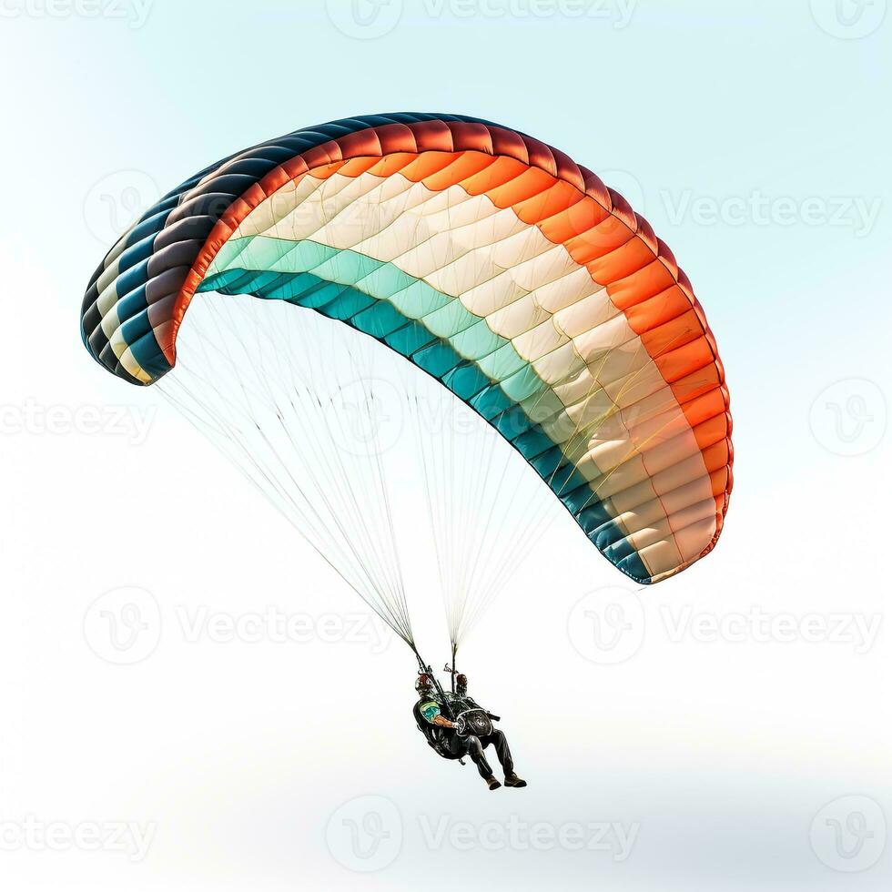 Paraglider on white background. Generative AI photo