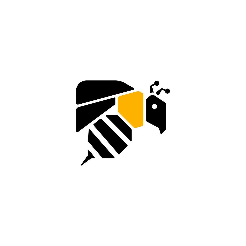 Bee Square Flat Design Logo for Honey Farm Business vector