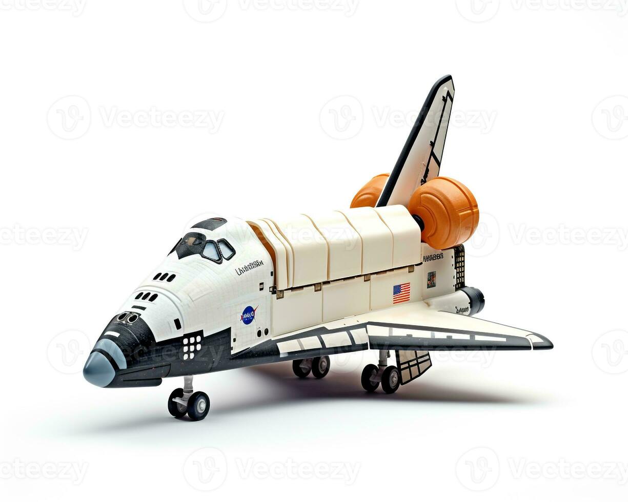 Space Shuttle Discovery on white background. Generative AI photo