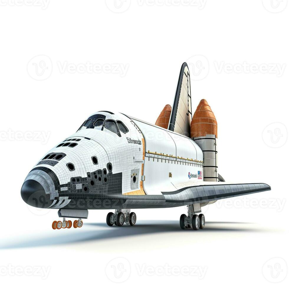 Space Shuttle Endeavour on white background. Generative AI photo
