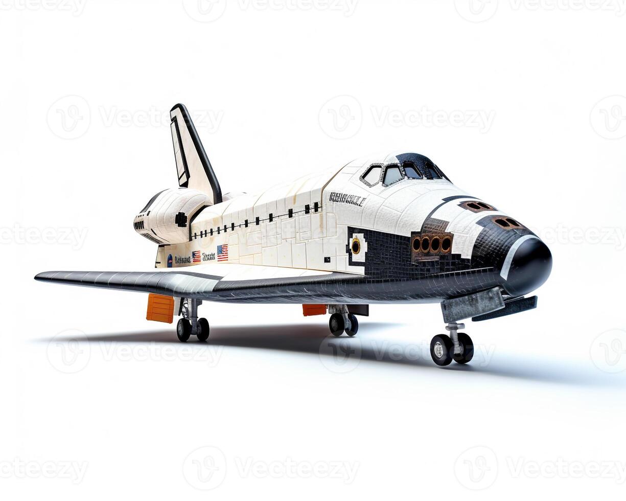 Space Shuttle Endeavour on white background. Generative AI photo