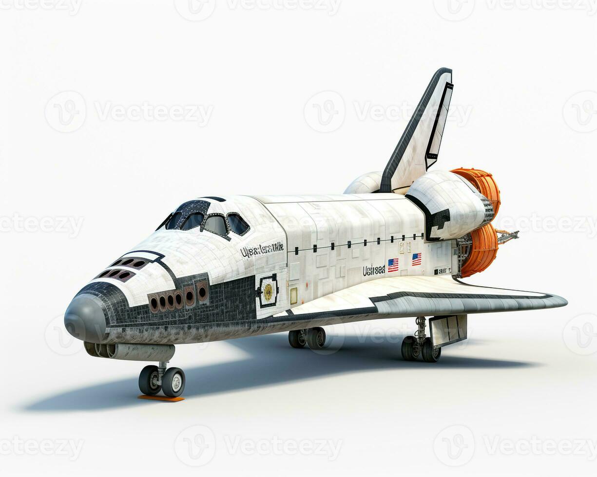 Space Shuttle Endeavour on white background. Generative AI photo