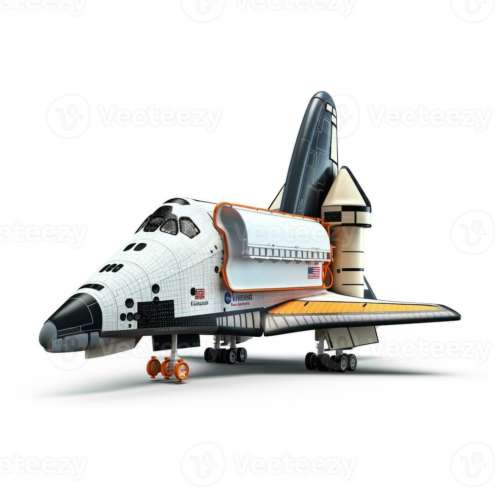 Space Shuttle Discovery on white background. Generative AI photo