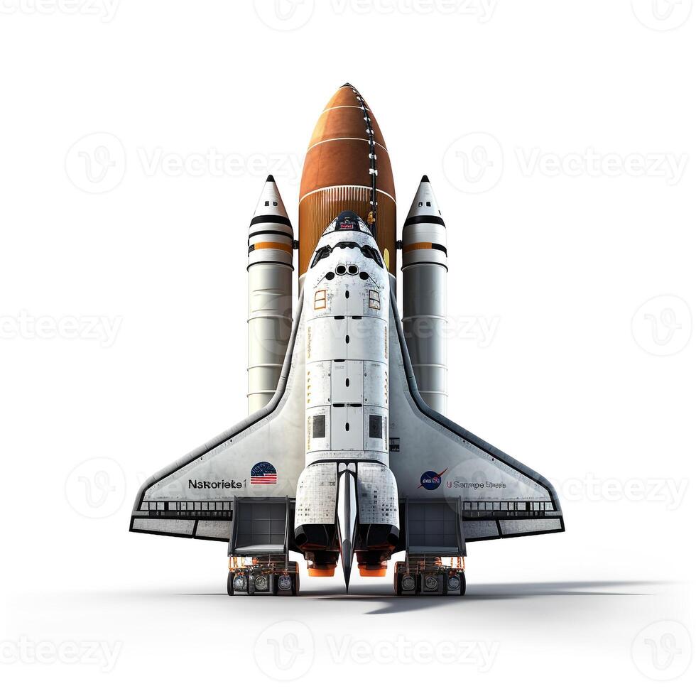 Space Shuttle Atlantis on white background. Generative AI photo