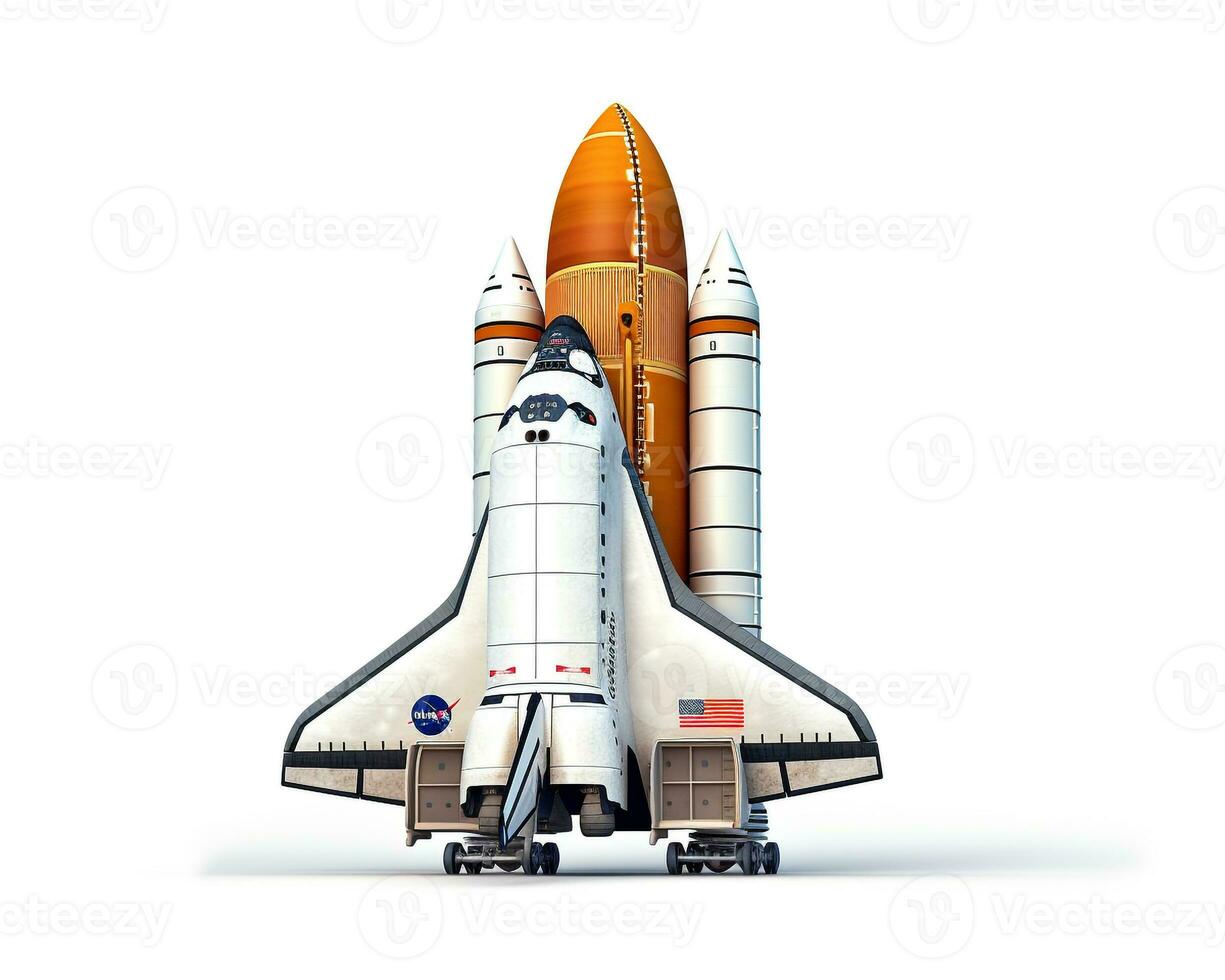 Space Shuttle Challenger on white background. Generative AI photo