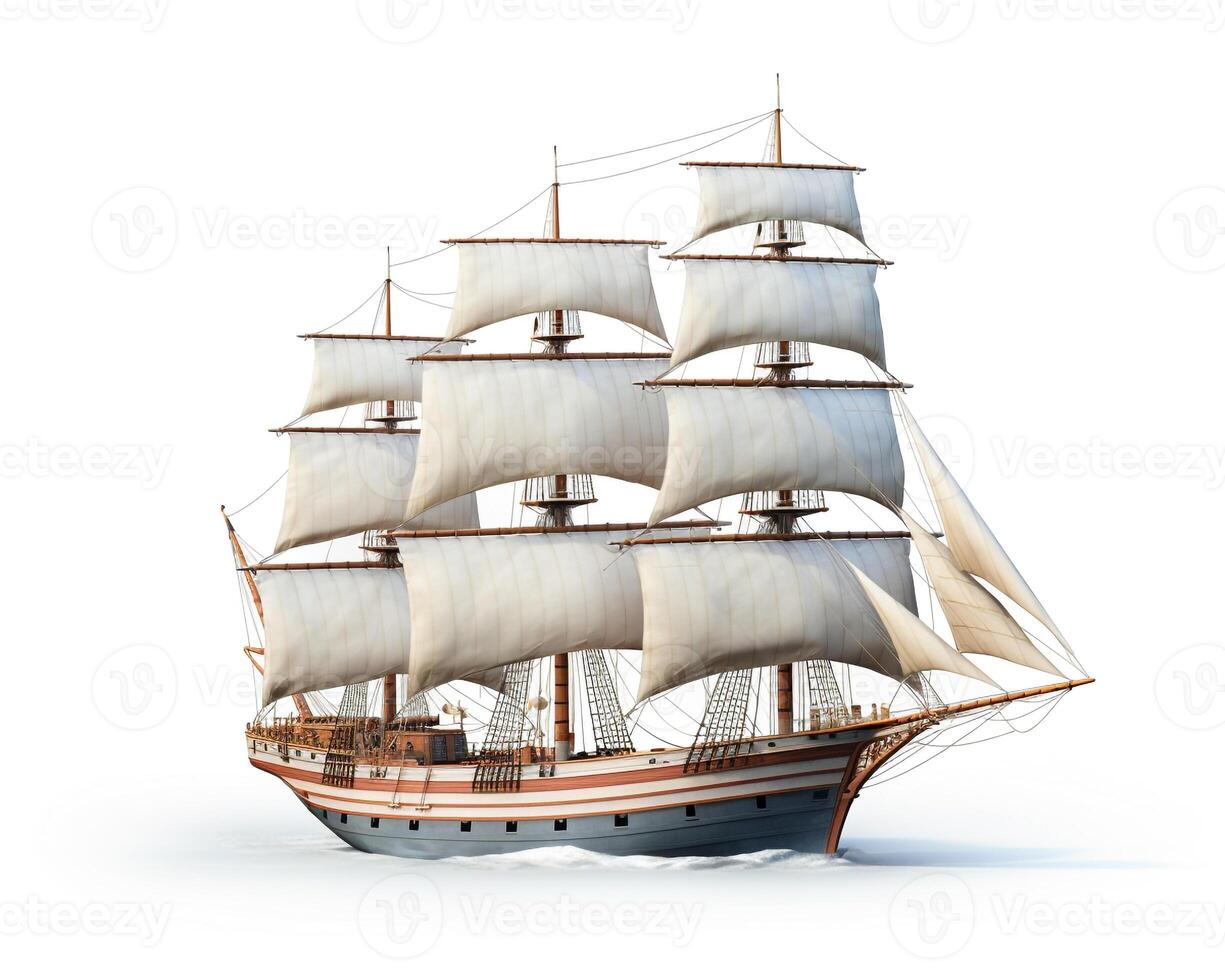 Ship on white background. Generative AI photo